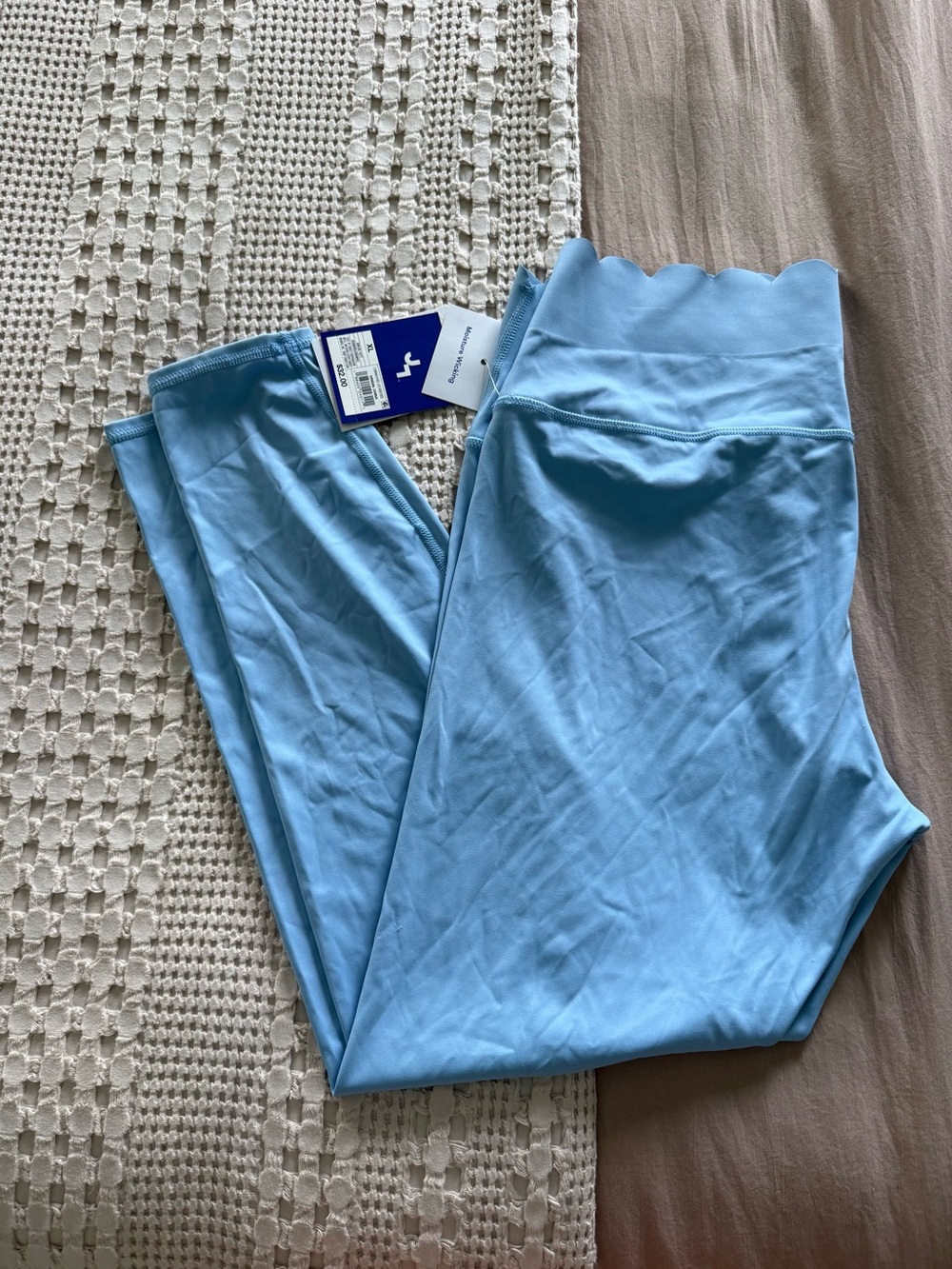NEW JoyLab Blue High-Waist Scalloped Leggings Size XL